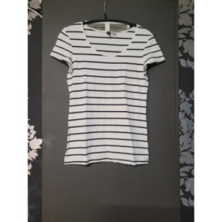 T-shirt marinière blanc rayé noir