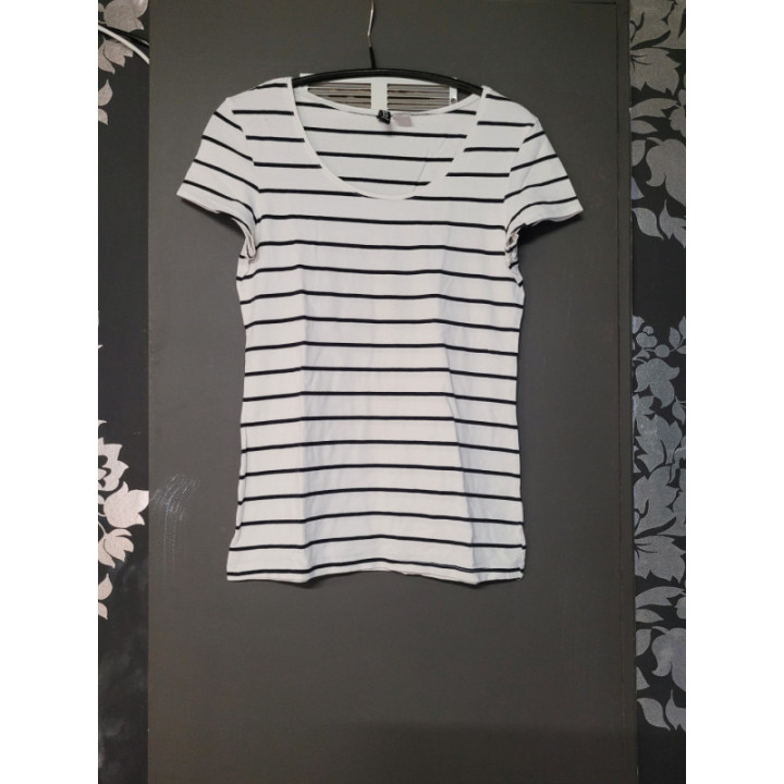 T-shirt marinière blanc rayé noir