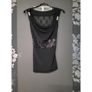 Top ceinture paillettes noir