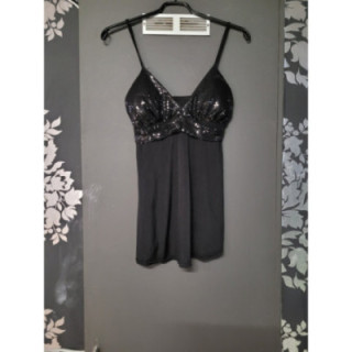 Top bustier pailettes noir
