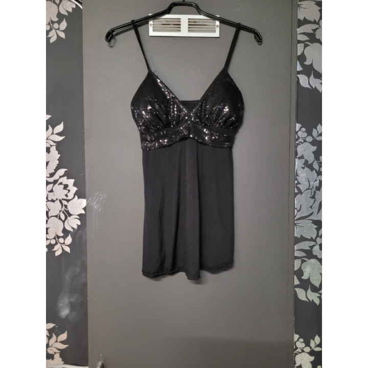 Top bustier pailettes noir