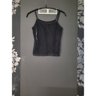Crop top satiné noir argenté