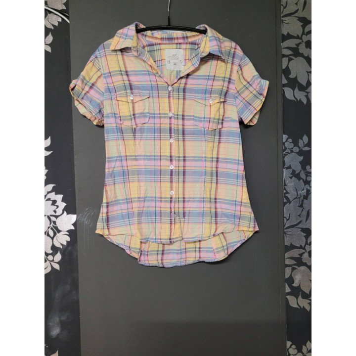 Chemise à carreux jaune/rose