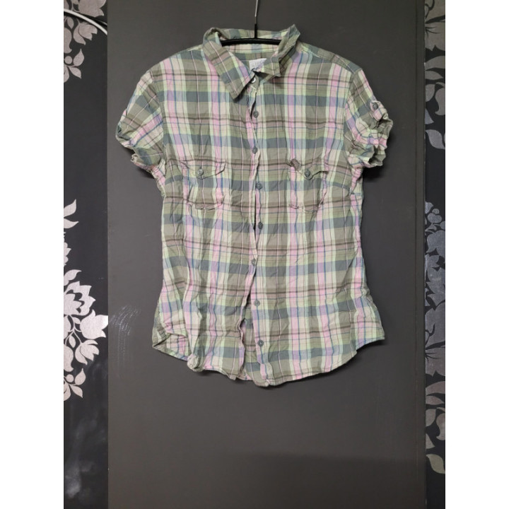 Chemise à carreux vert/rose