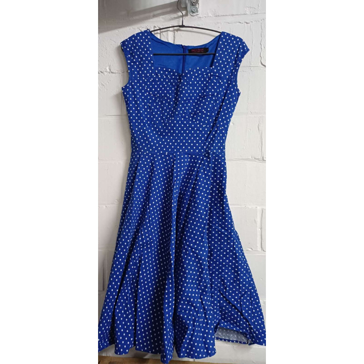 Robe swing à pois bleu électrique