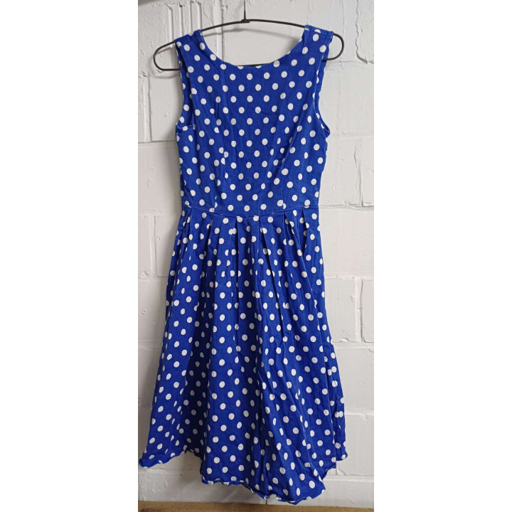 Robe swing à pois bleu électrique
