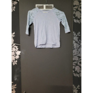 T-shirt LM bleu ciel+ manches en dentelles