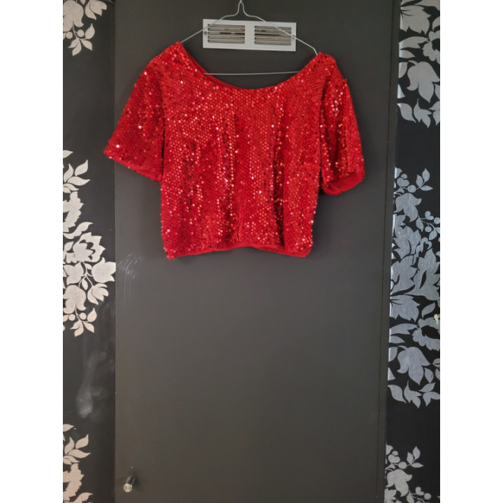 T-Shirt fluide rouge à paillettes