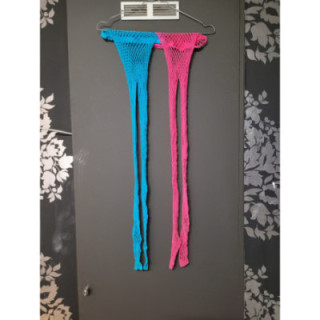 Bas résille fluo bleu