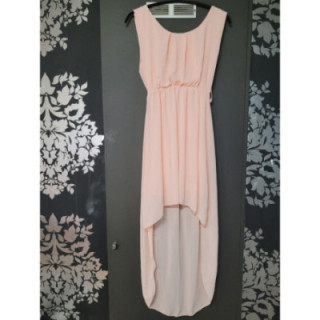 Robe longue voile rose saumon