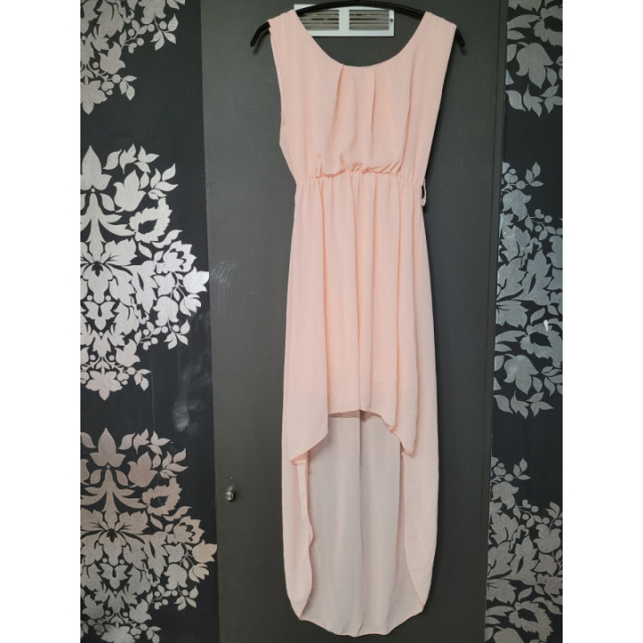 Robe longue voile rose saumon