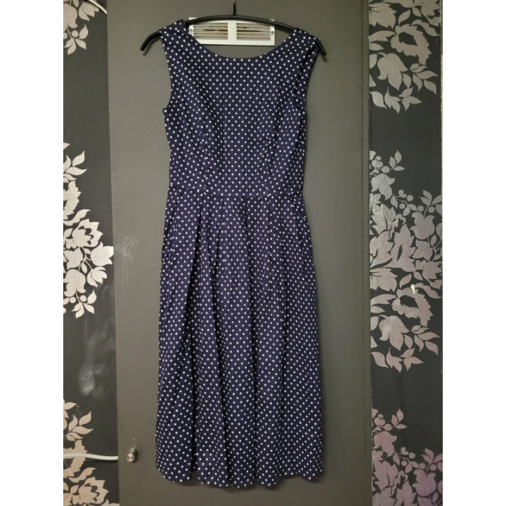 Robe swing à pois bleu foncé