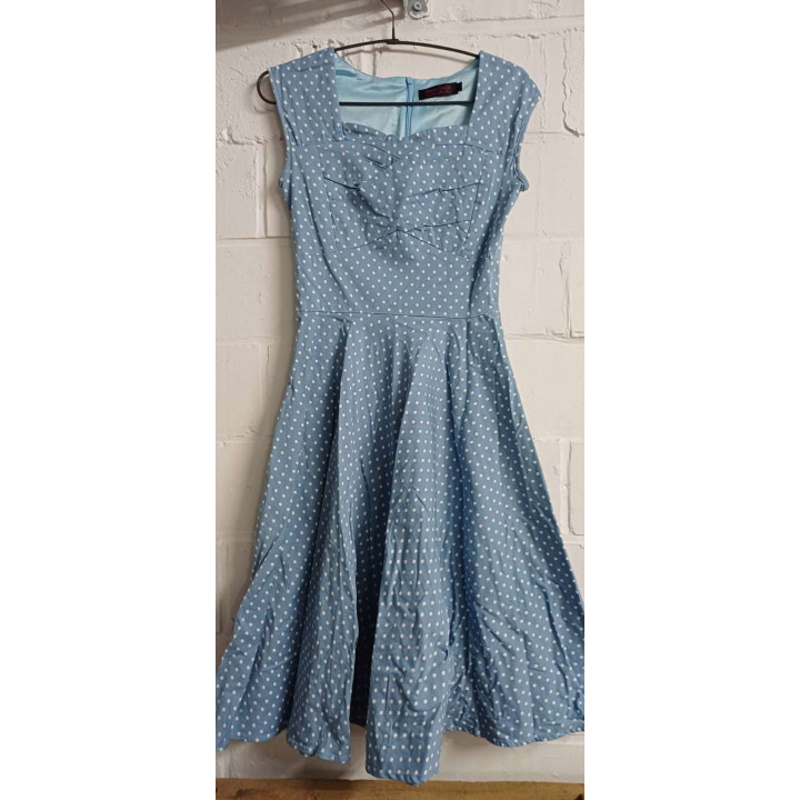 Robe swing à pois bleu clair